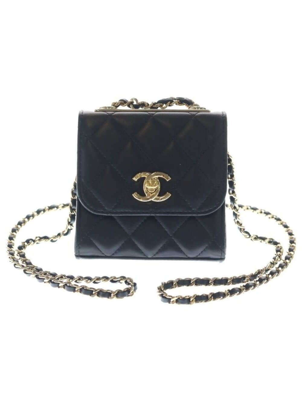 Chanel Quilted 11 Mini Chain Shoulder Bag Black Lambskin Gold